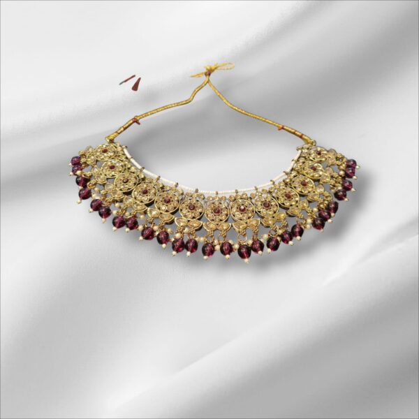 Antique Maroon Beads Bridal Necklace Set