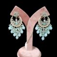 Mint Green Kundan Chandbali Earrings- Kumar Sanjeev