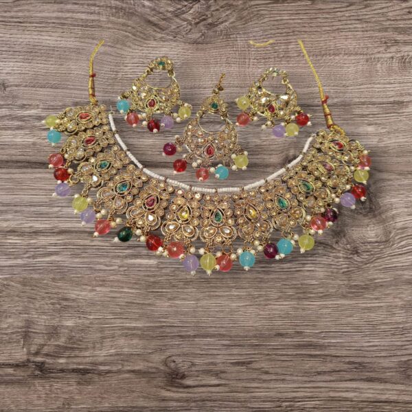 Multicolor Beaded Bridal Necklace Set - Kumar Sanjeev Multicolor Beaded Bridal Necklace Set - Kumar Sanjeev